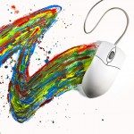 Souris d'ordinateur faisant une trainée de peinture artisite pour illustrer les tendances web design